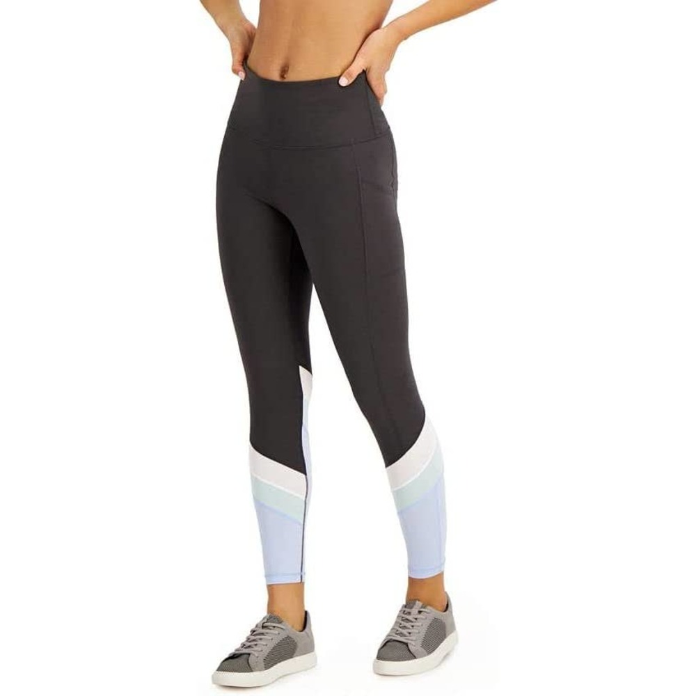 Ideology Women's High Rise Colorblock 7/8 Leggings Black- XL